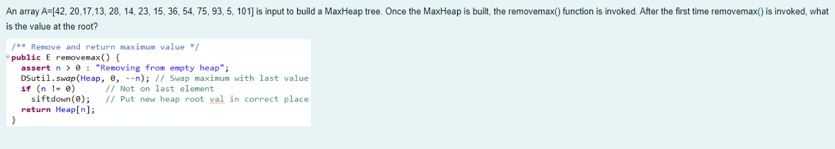 Solved An array A=[42, 20,17,13, 28, 14, 23, 15, 36, 54, 75, | Chegg.com