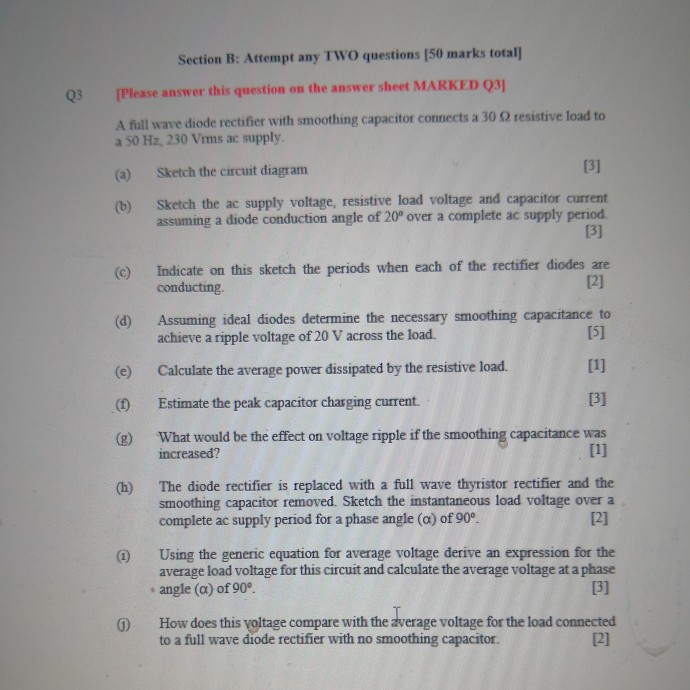 Solved Section B: Attempt Any TWO Questions (50 Marks Totall | Chegg.com