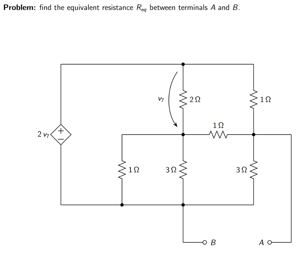 Solved Problem: find the equivalent resistance Req between | Chegg.com