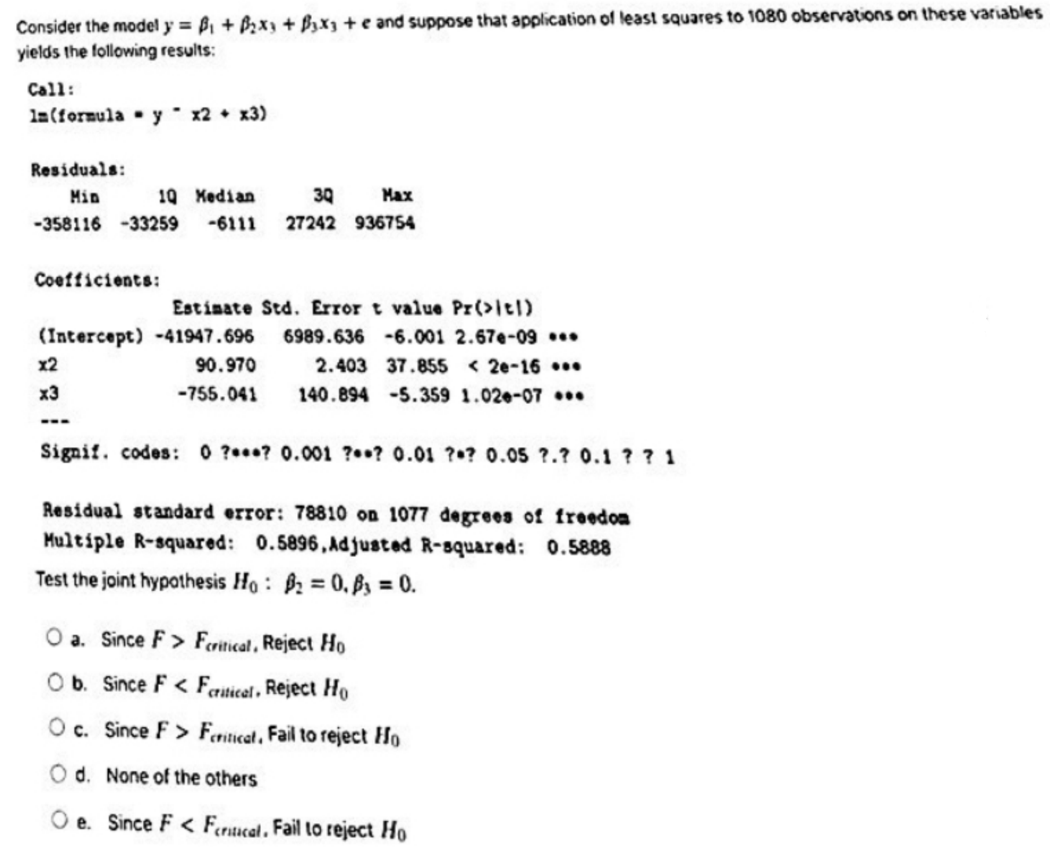 Solved Consider the model y = Bi + B2x3 + Byx; +e and | Chegg.com