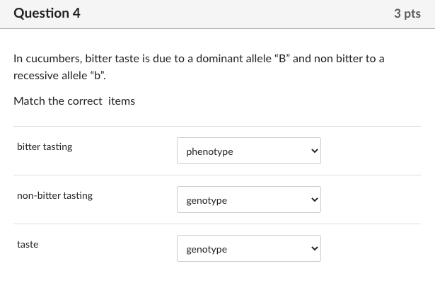 Solved Question 4 3 pts In cucumbers, bitter taste is due to | Chegg.com