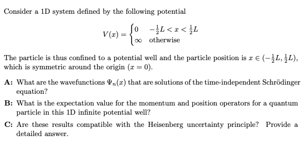 Solved Consider a 1D system defined by the following | Chegg.com