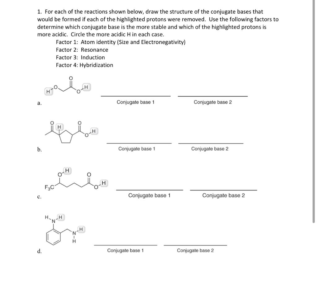 Solved 1. For each of the reactions shown below, draw the | Chegg.com