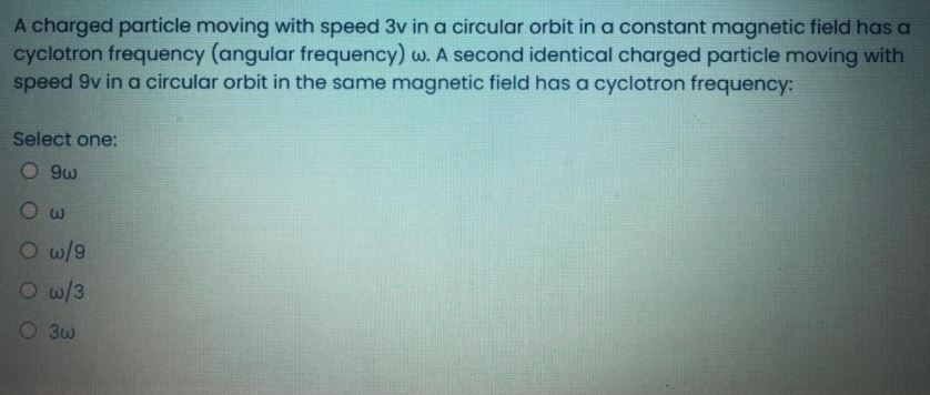 Solved A charged particle moving with speed 3v in a circular | Chegg.com