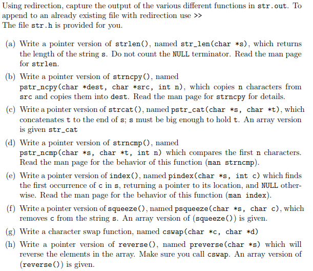 Solved 5. str.c has a number of array based versions of the | Chegg.com