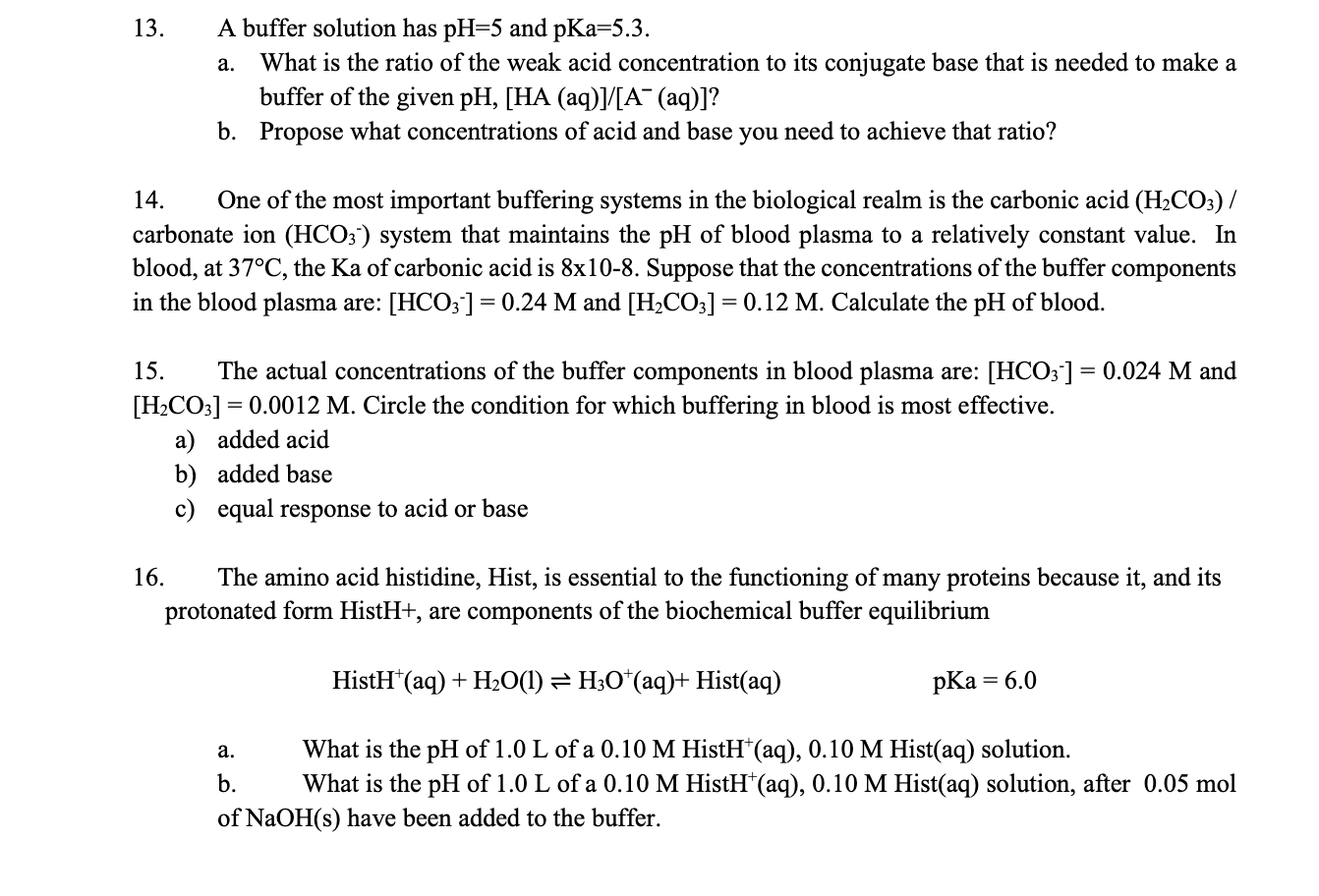 buffer solution questions answers