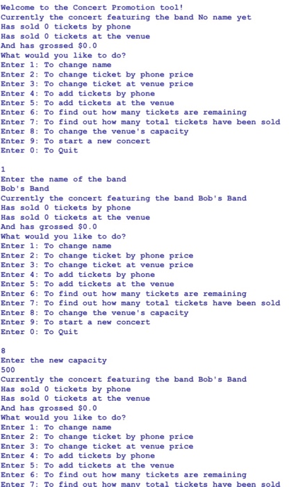 Solved objective write a class that keeps track of concert chegg