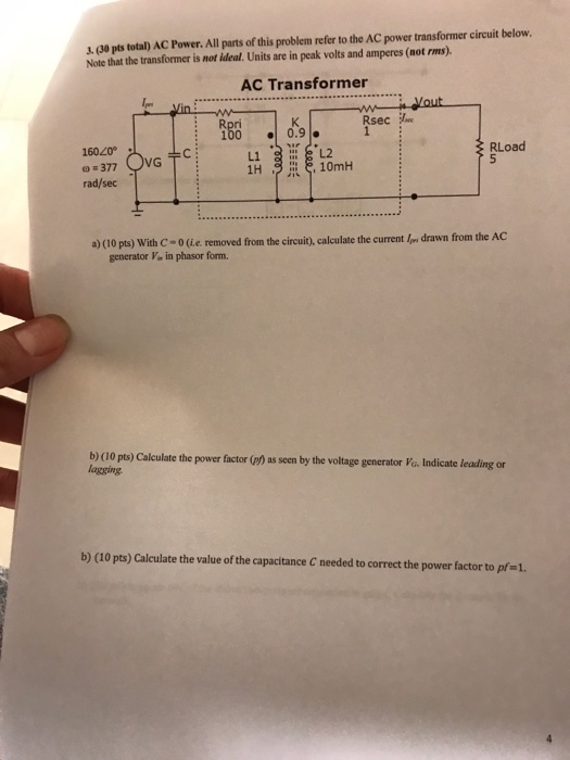 Solved 3. (30 pts total) AC Power. All parts of this problem | Chegg.com