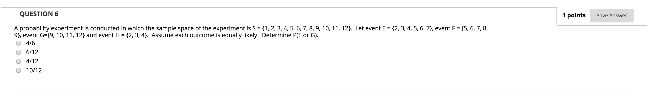 Solved QUESTION 6 1 points Save Answer A probability | Chegg.com