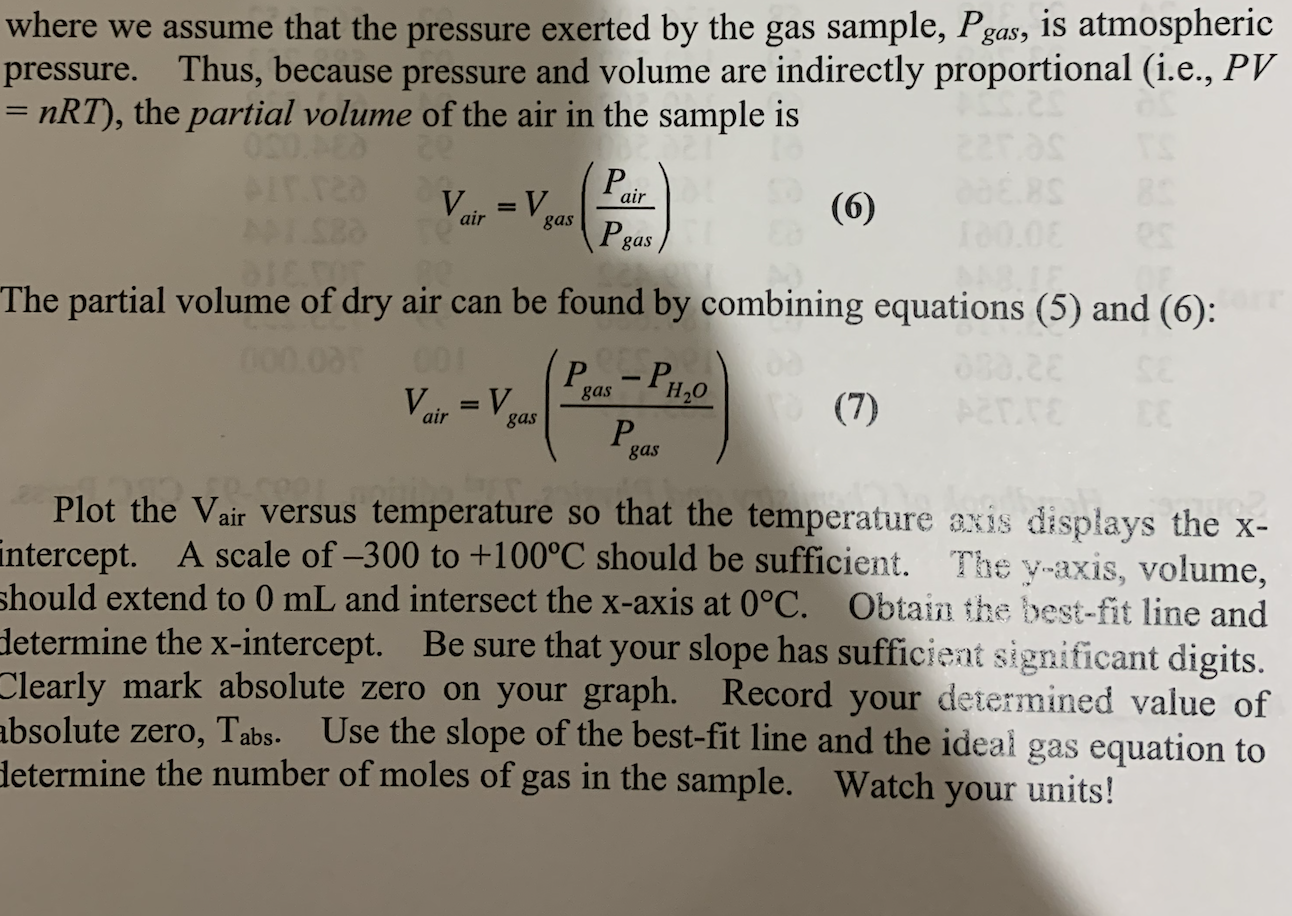 Solved Water vapor accounts for part of the gas volume and | Chegg.com