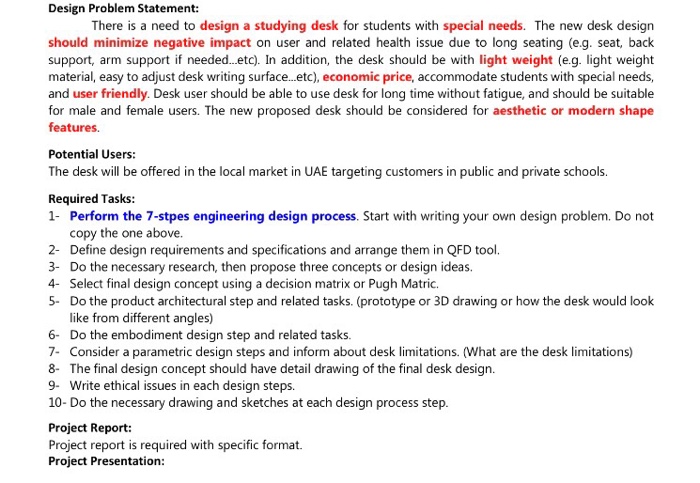 Solved Design Problem Statement: There is a need to design a | Chegg.com