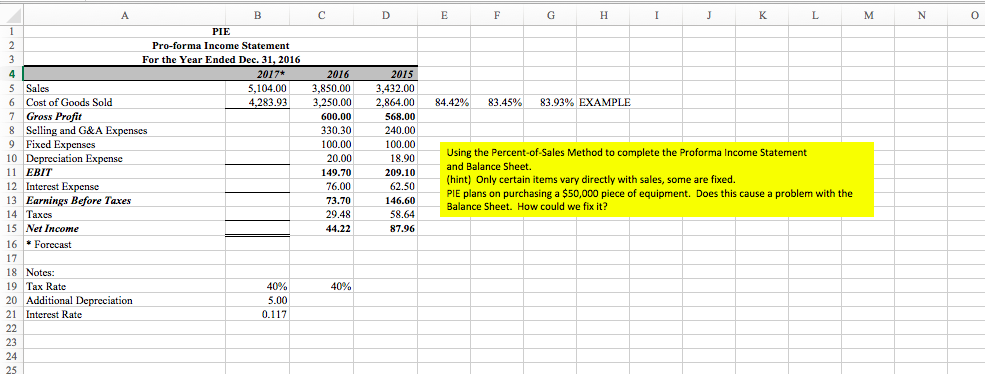 PIE Pro-forma Income Statement For the Year Ended | Chegg.com