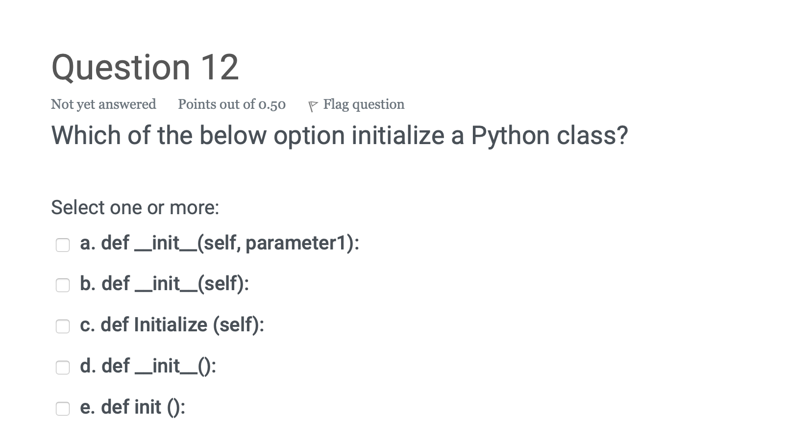 Solved Question 12 Not yet answered Points out of 0.50 p | Chegg.com