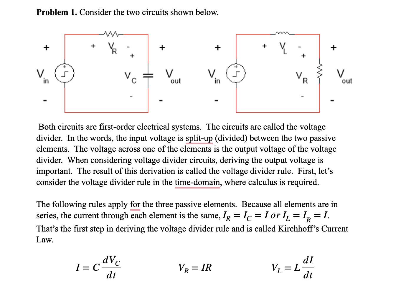 Solved Problem 1. Consider The Two Circuits Shown Below. | Chegg.com