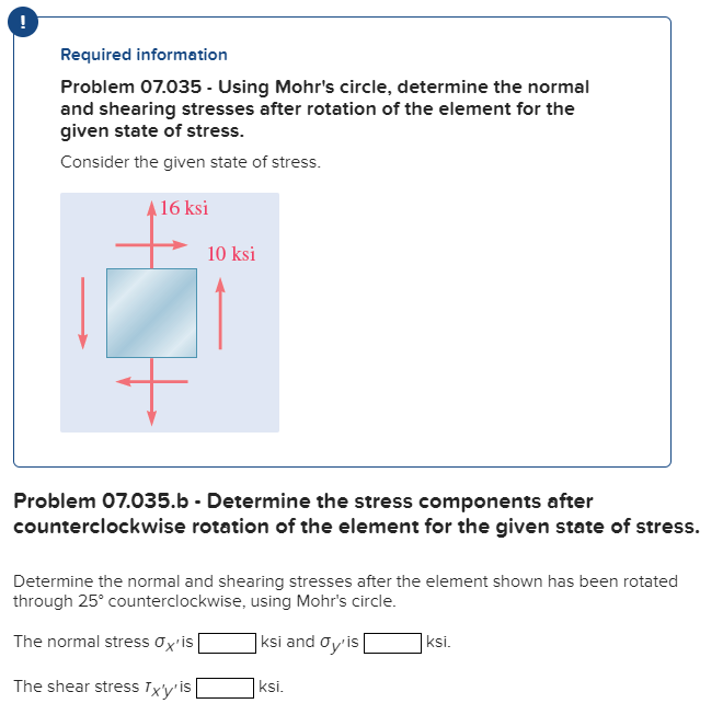 Solved Required Information Problem 07.035 - Using Mohr's | Chegg.com