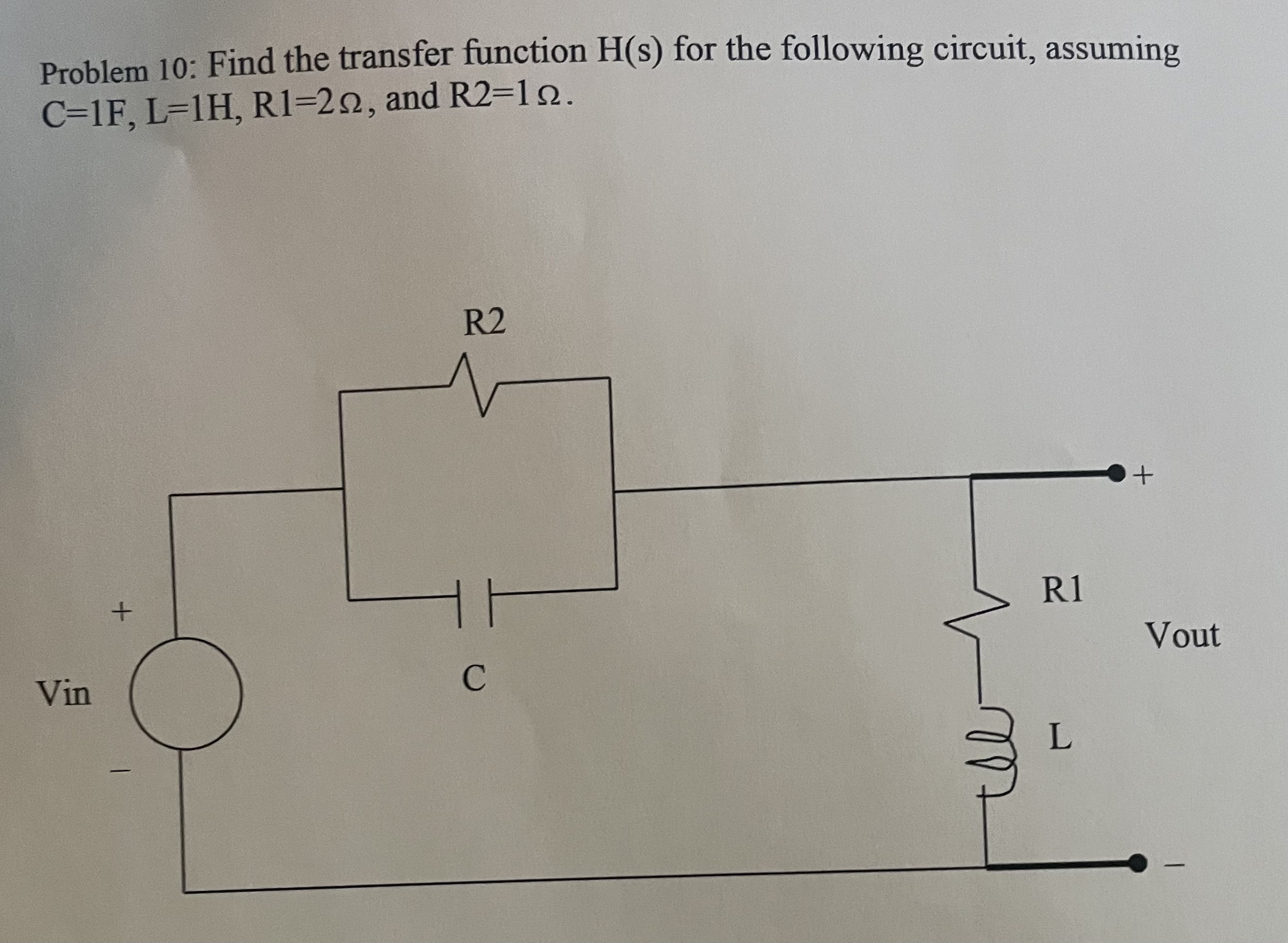 Solved Problem 10: Find the transfer function H(s) for the | Chegg.com