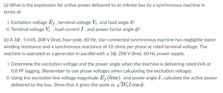 Solved (a) What is the expression for active power delivered | Chegg.com