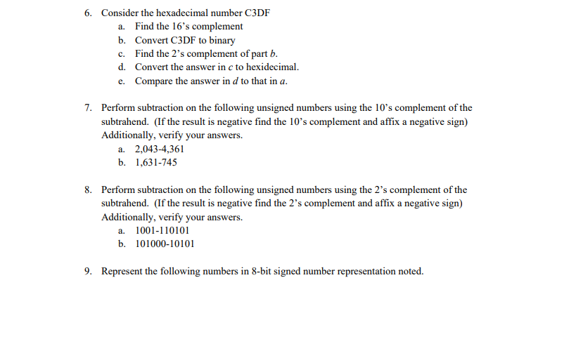 Solved 6. Consider the hexadecimal number C3DF a. Find the | Chegg.com