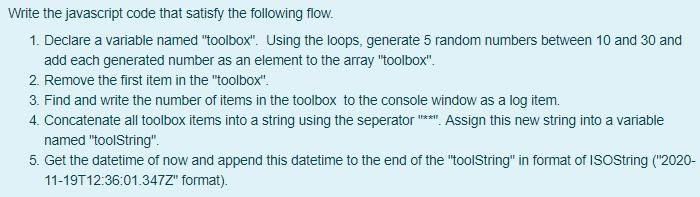 Solved Write the javascript code that satisfy the following | Chegg.com