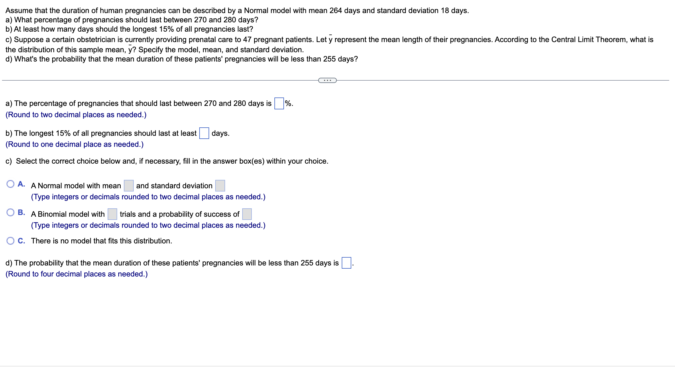 Solved assume that the duration of human pregnancies can be chegg