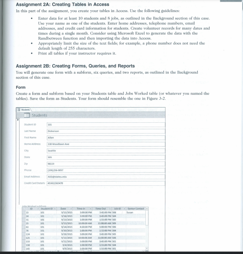 Solved Assignment 2A: Creating Tables In Access In This Part | Chegg.com