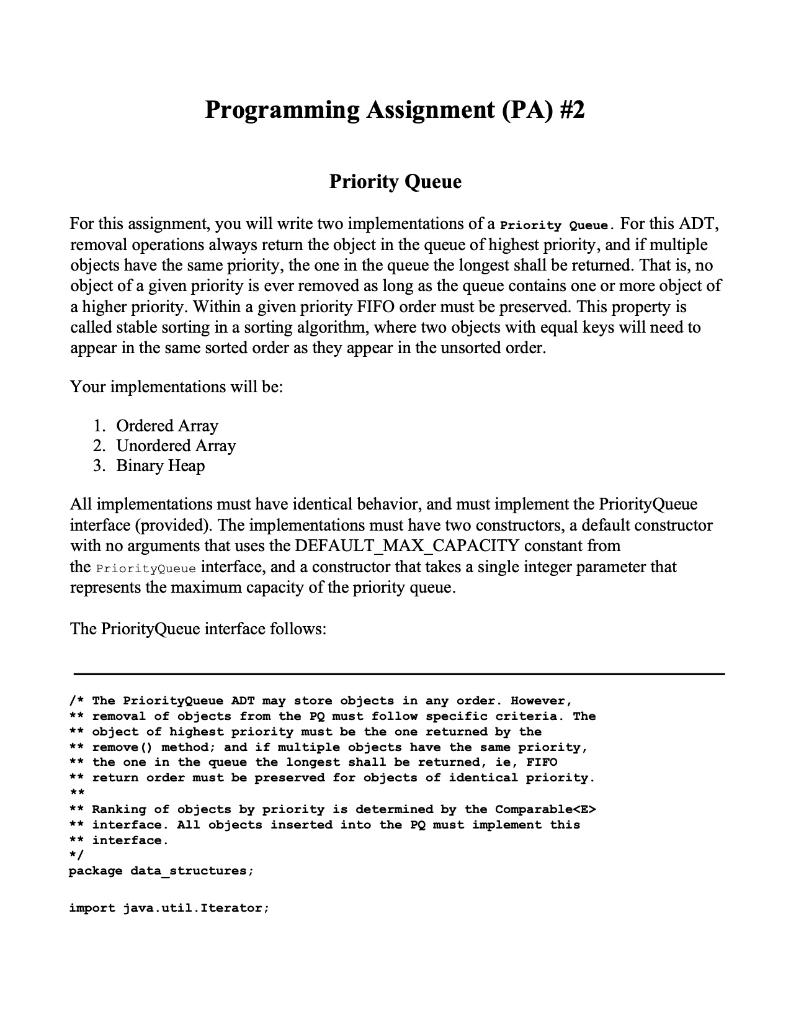 programming assignment 2 priority queues and disjoint sets