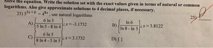 Solved solve the equation. Write the solution set with the | Chegg.com