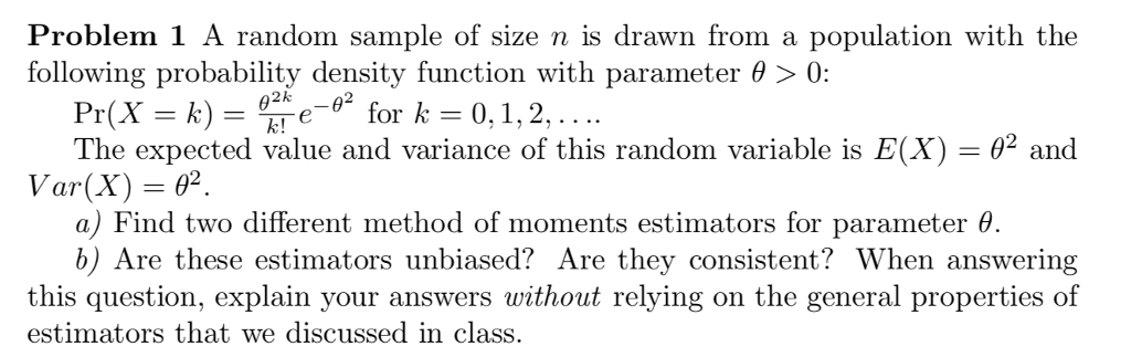 Solved Problem 1 A random sample of size n is drawn from a | Chegg.com