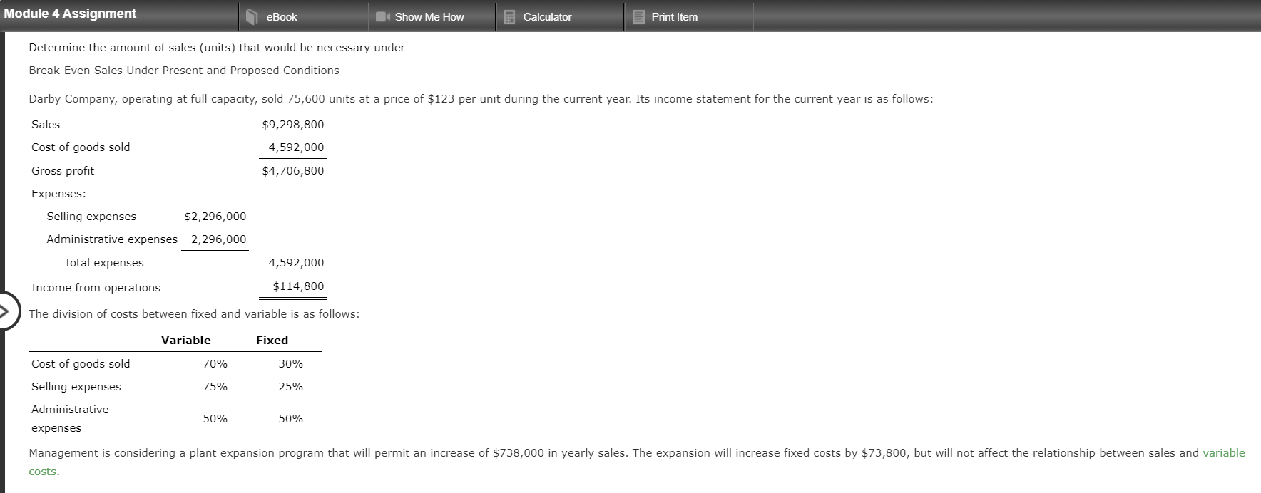 Solved Module 4 Assignment eBook Show Me How Calculator | Chegg.com