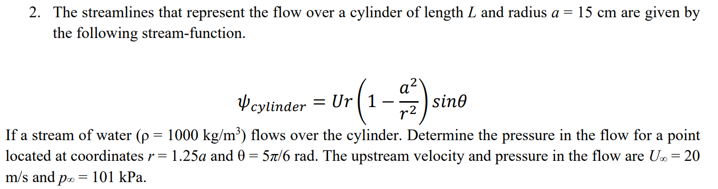 Solved 2. The streamlines that represent the flow over a | Chegg.com