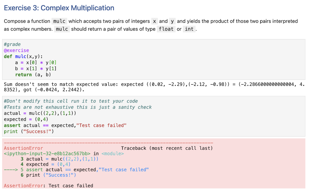 Solved Exercise 3: Complex Multiplication Compose a function | Chegg.com