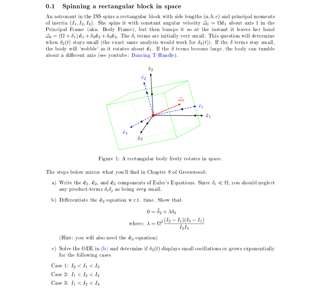 0 1 Spinning A Rectangular Block In Space An Astro Chegg Com