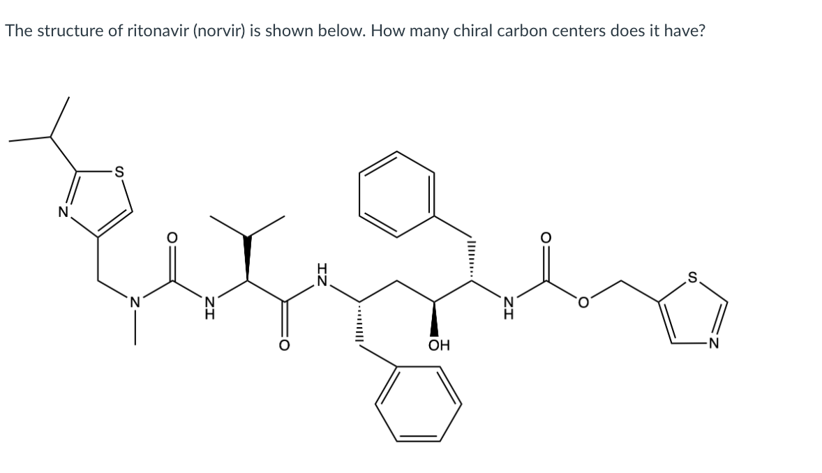 Solved The structure of ritonavir (norvir) is shown below. | Chegg.com