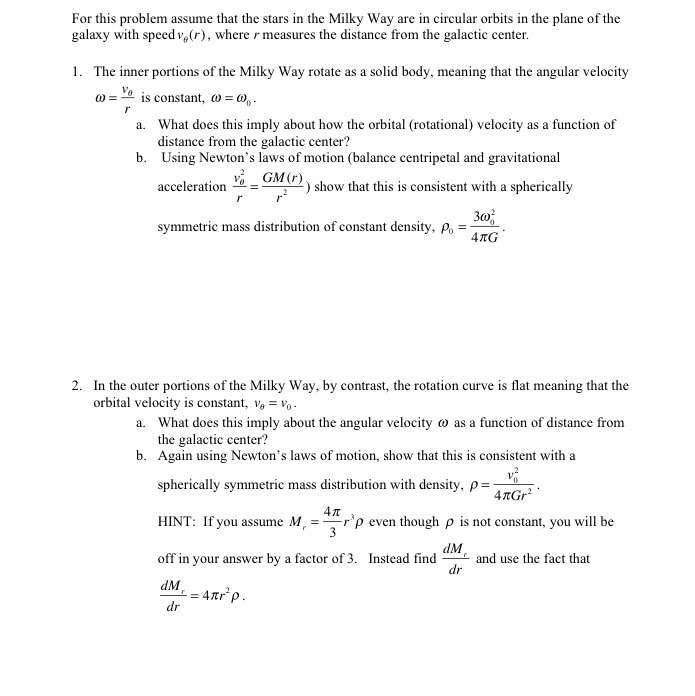 Solved For this problem assume that the stars in the Milky | Chegg.com