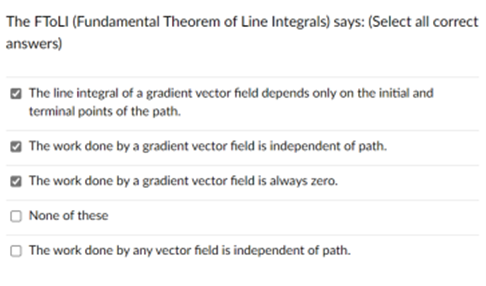 Solved The FTOLI (Fundamental Theorem of Line Integrals) | Chegg.com
