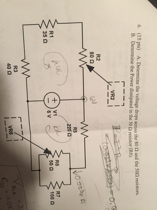 Solved Determine The Voltage Drops Across R2=80 Ohms And R6= | Chegg.com