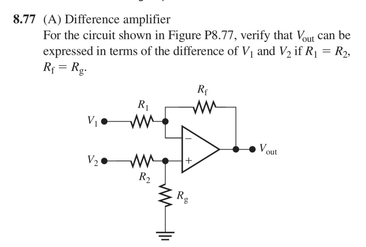 Solved 8.77 (A) Difference amplifier For the circuit shown | Chegg.com