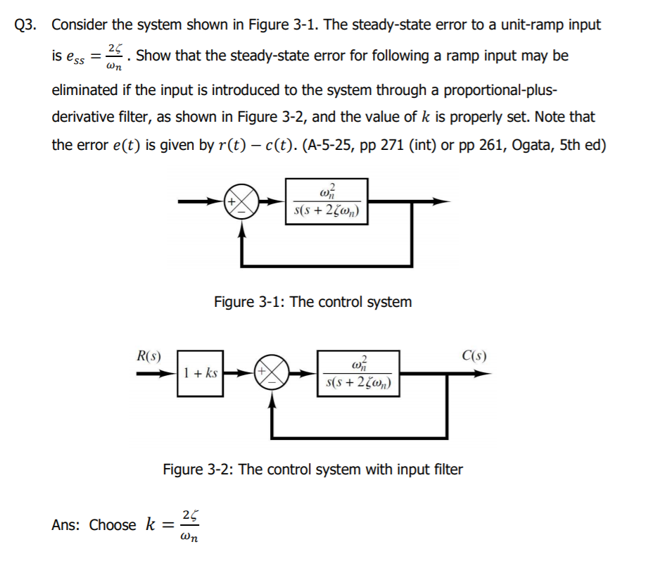 Solved Q3. Consider the system shown in Figure 3-1. The | Chegg.com