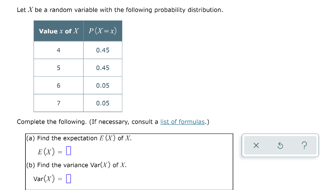 Solved Let X be a random variable with the following | Chegg.com