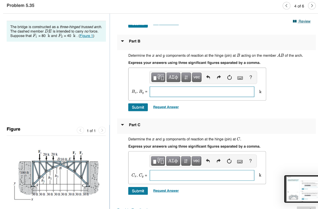 Solved Problem 5.35 4 of 6 Review The bridge is constructed | Chegg.com