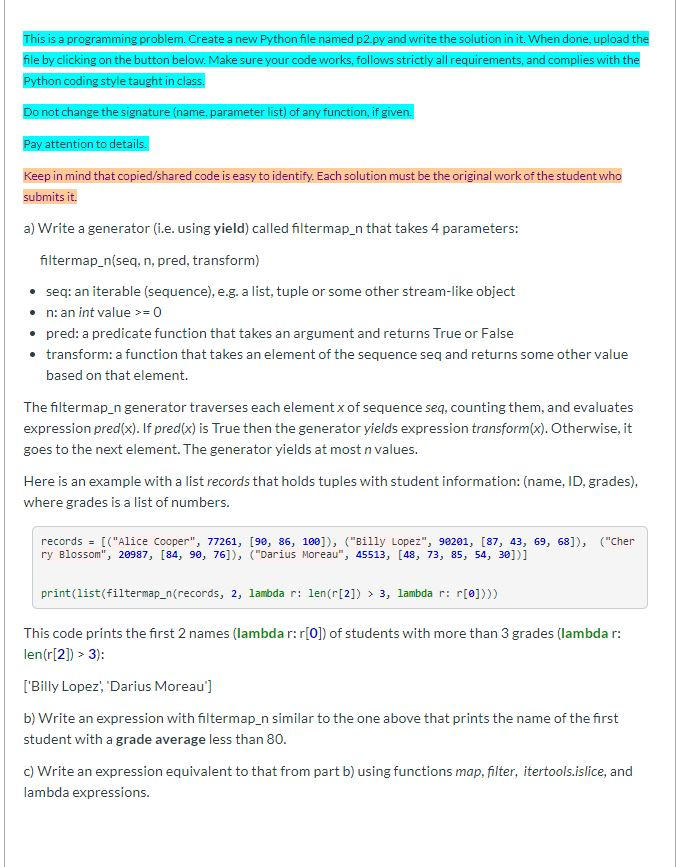 Solved This is a programming problem. Create a new Python | Chegg.com