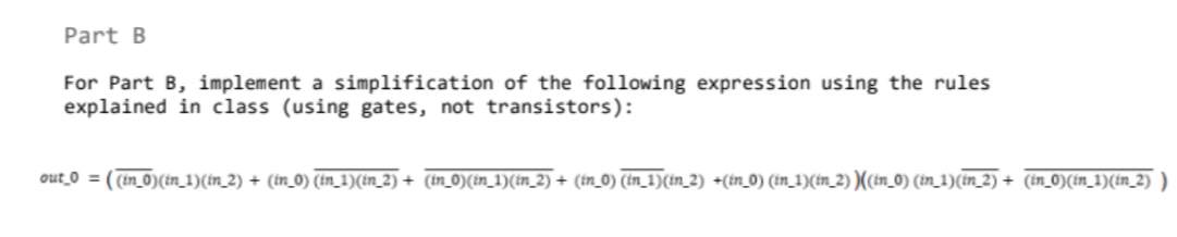 Solved Part B For Part B, Implement A Simplification Of The | Chegg.com