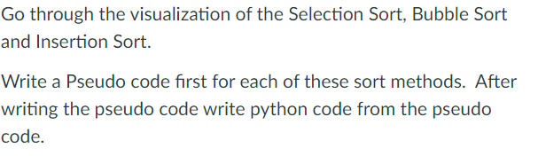 Solved Go through the visualization of the Selection Sort, | Chegg.com