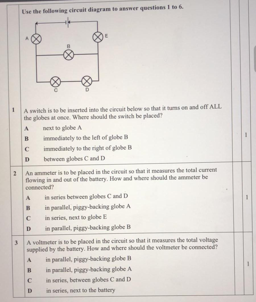 Solved Use the following circuit diagram to answer questions | Chegg.com | Chegg.com