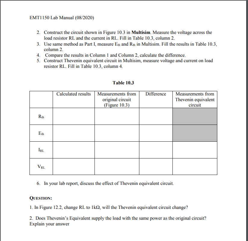 Solved EMT1150 Lab Manual (08/2020) Exercise 10.1 1. | Chegg.com