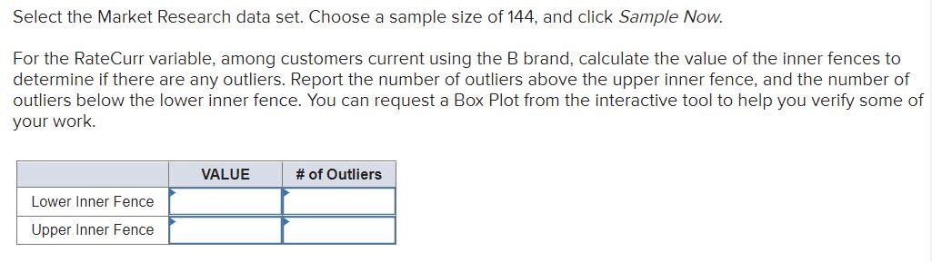 Solved Select the Market Research data set. Choose a sample | Chegg.com