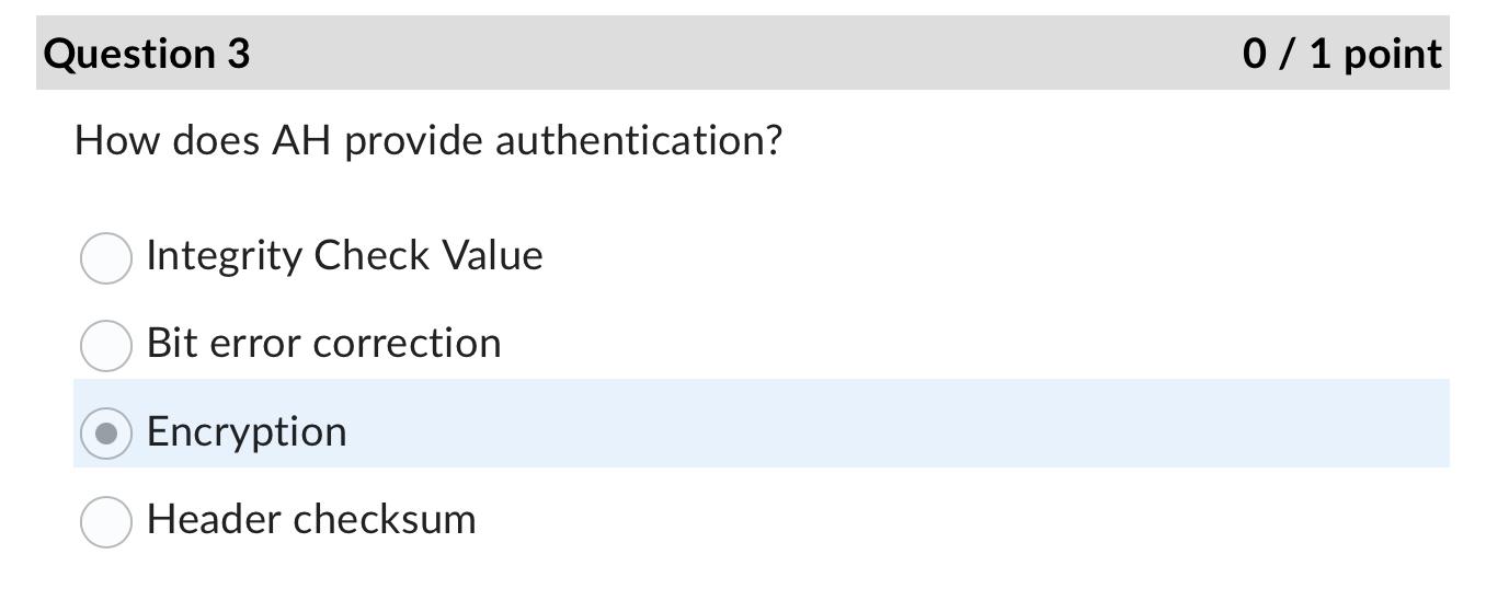 Solved How does AH provide authentication? Integrity Check | Chegg.com