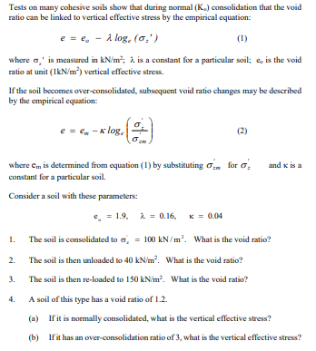 Solved Tests on many cohesive soils show that during normal | Chegg.com