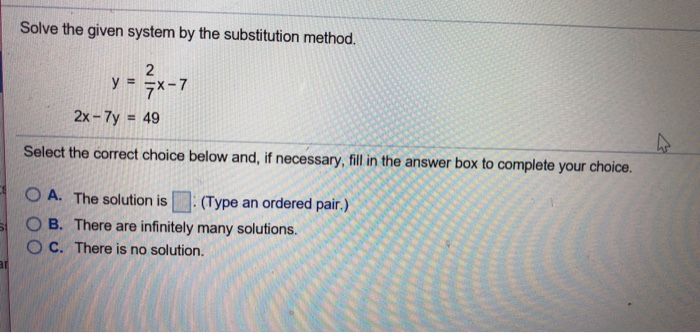 Solved Solve the given system by the substitution method. 2 | Chegg.com