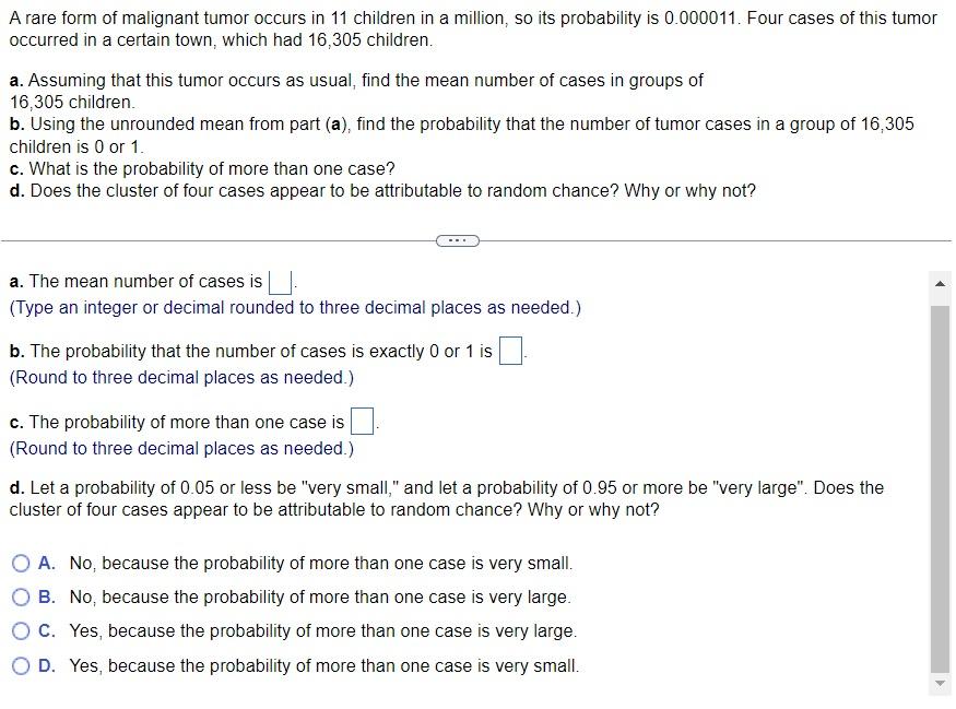solved-a-rare-form-of-malignant-tumor-occurs-in-11-children-chegg